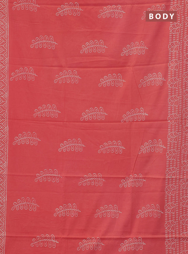 Jaipur cotton saree peach shade with butta prints and printed border