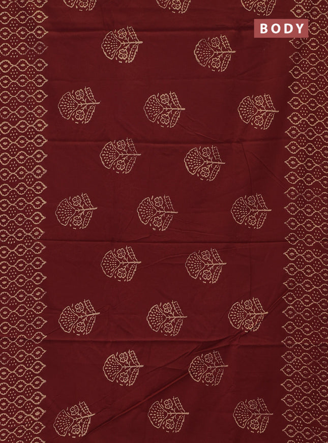 Jaipur cotton saree maroon shade with allover butta prints and printed border