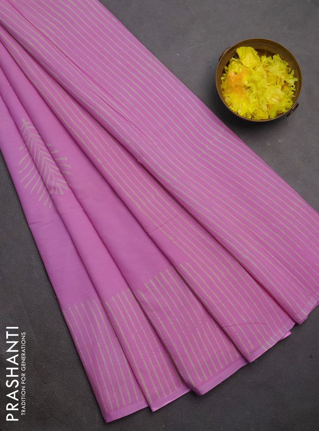 Jaipur cotton saree light pink with butta prints and printed border