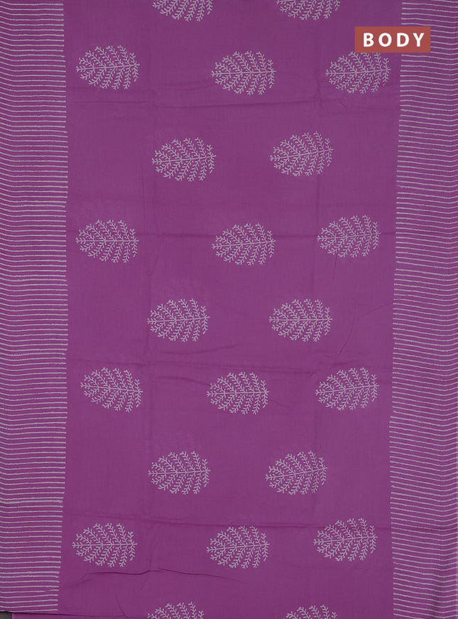 Jaipur cotton saree lavender with butta prints and printed border