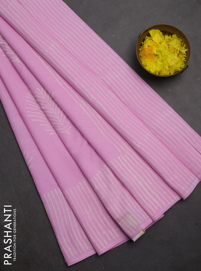 Jaipur cotton saree light pink with butta prints and printed border