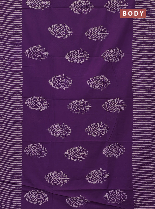 Jaipur cotton saree purple with butta prints and printed border