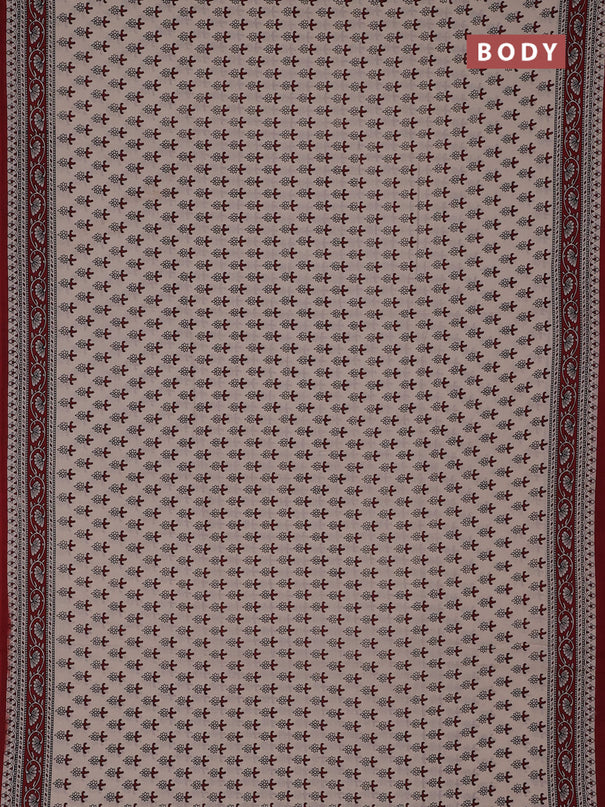 Jaipur cotton saree beige and maroon with allover butta prints and printed border