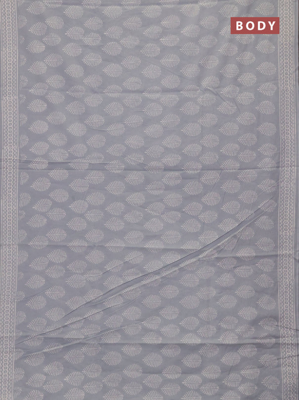 Jaipur cotton saree bluish grey with allover butta prints and printed border