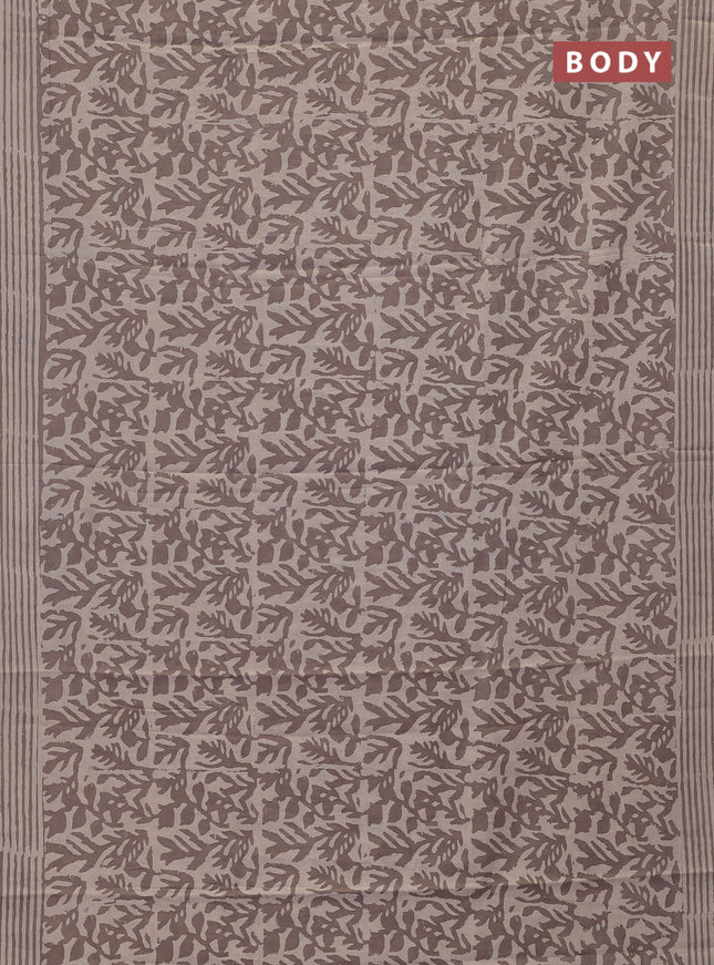 Jaipur cotton saree beige with allover prints and printed border