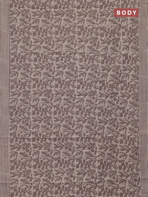 Jaipur cotton saree beige with allover prints and printed border