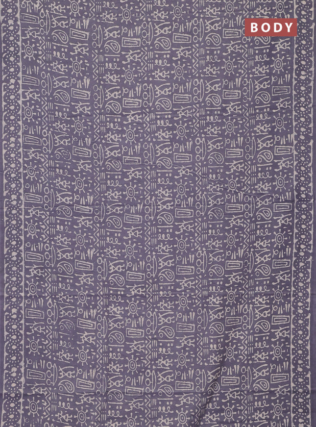 Jaipur cotton saree grey with allover warli prints and printed border
