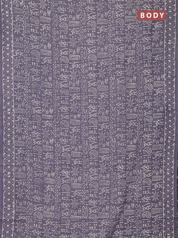 Jaipur cotton saree grey with allover warli prints and printed border