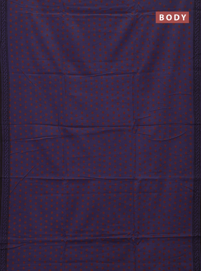 Jaipur cotton saree dark grey shade and black with allover polka dot prints and printed border