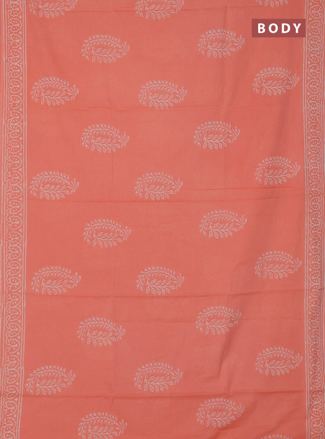 Jaipur cotton saree peach with butta prints and printed border