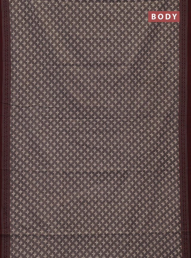 Jaipur cotton saree dark beige and maroon shade with allover butta prints and printed border