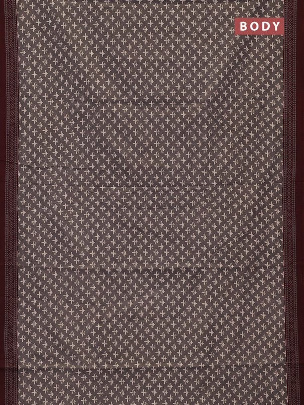 Jaipur cotton saree dark beige and maroon shade with allover butta prints and printed border