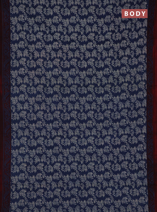 Jaipur cotton saree blue shade and maroon shade with allover prints and printed border
