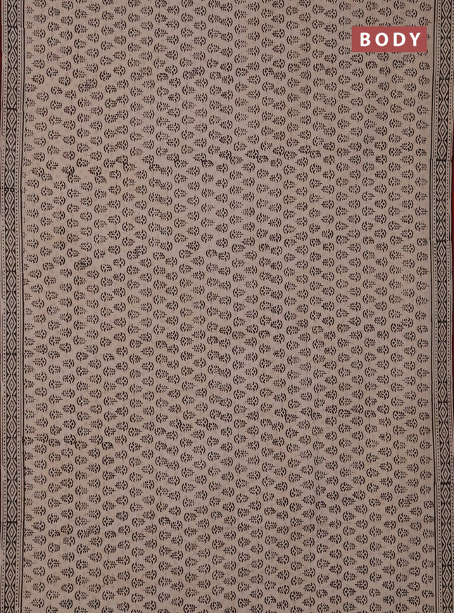Jaipur cotton saree beige and maroon with allover butta prints and printed border
