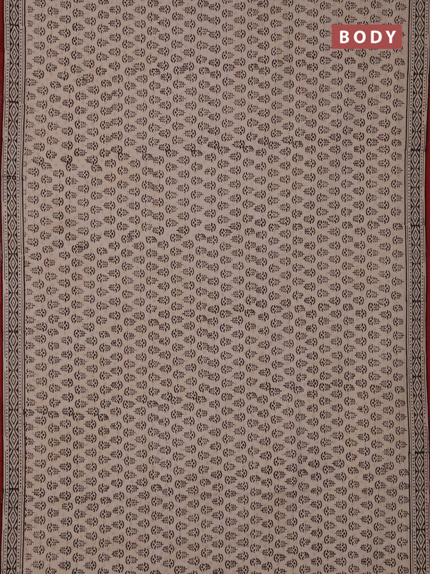 Jaipur cotton saree beige and maroon with allover butta prints and printed border