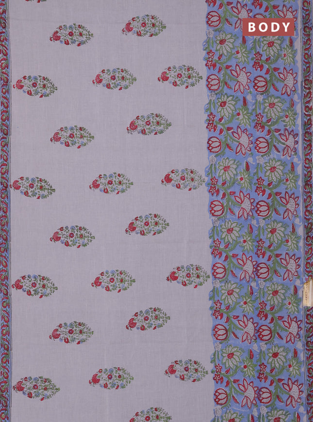 Jaipur cotton saree off white with butta prints and printed border