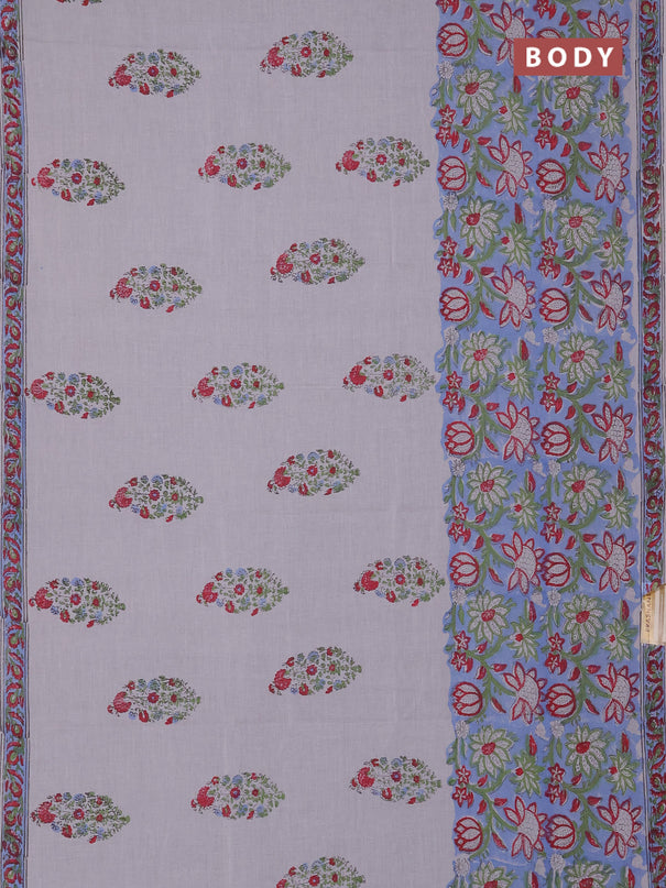 Jaipur cotton saree off white with butta prints and printed border