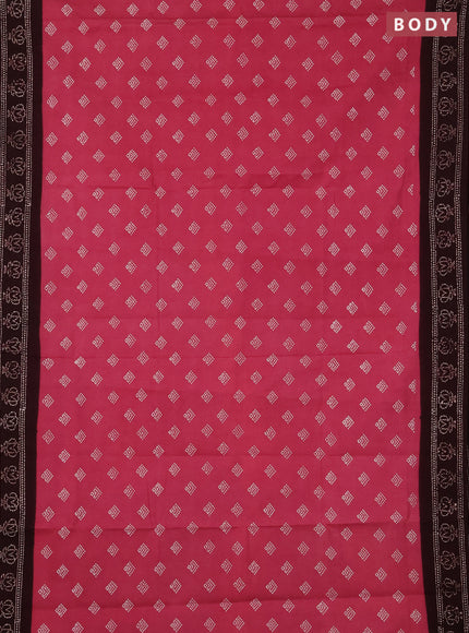 Sungudi cotton saree mauve pink and deep wine with allover batik prints and printed border