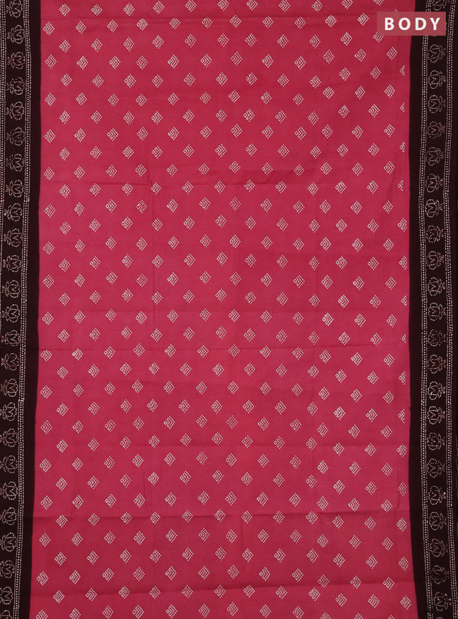 Sungudi cotton saree mauve pink and deep wine with allover batik prints and printed border