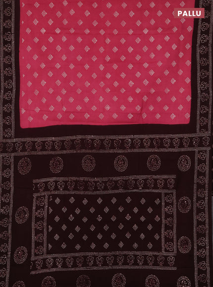Sungudi cotton saree mauve pink and deep wine with allover batik prints and printed border