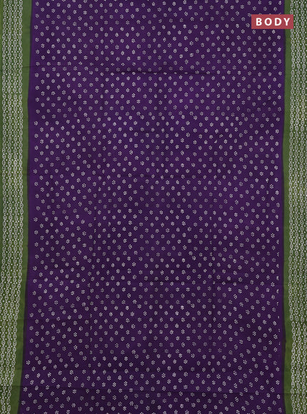 Sungudi cotton saree violet and sap green with allover butta prints and printed border