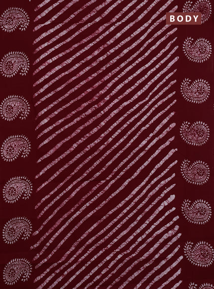 Sungudi cotton saree deep maroon with allover batik prints and printed border