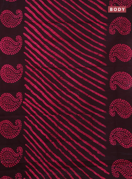 Sungudi cotton saree pink and deep wine with allover batik prints and printed border
