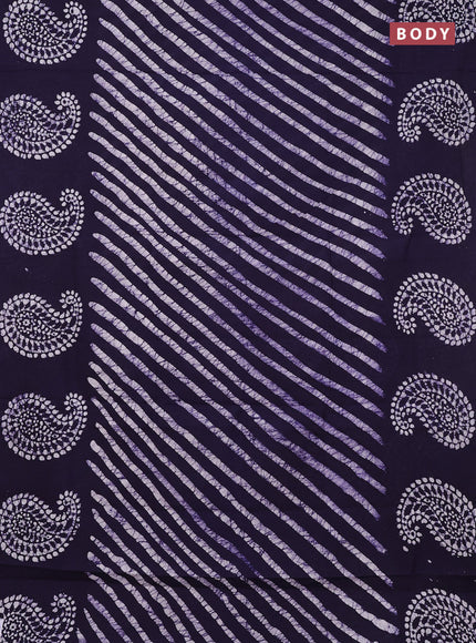 Sungudi cotton saree navy blue with allover batik prints and printed border