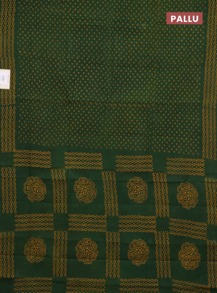 Sungudi cotton saree sap green with allover batik butta prints and printed border