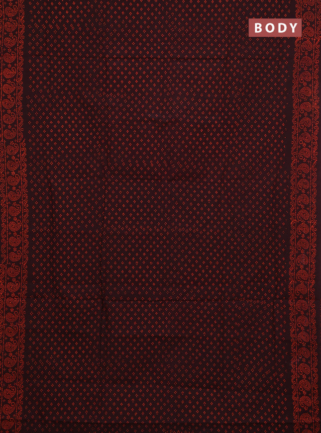 Sungudi cotton saree deep wine with allover batik butta prints and printed border
