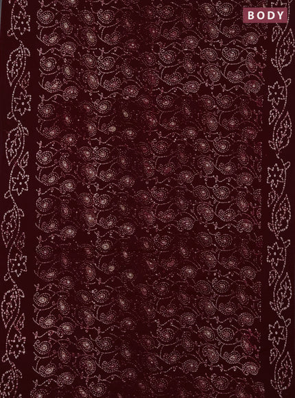 Sungudi cotton saree deep maroon with allover batik prints and printed border