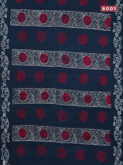 Sungudi cotton saree peacock green with allover batik prints and printed border