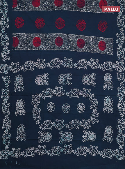 Sungudi cotton saree peacock green with allover batik prints and printed border