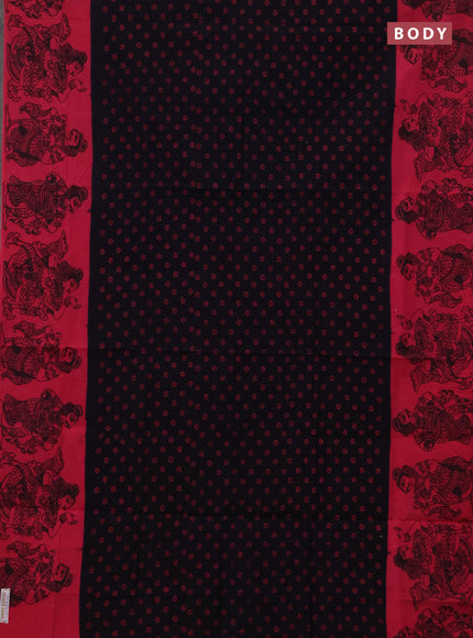 Sungudi cotton saree navy blue and pink with allover batik butta prints and long printed border