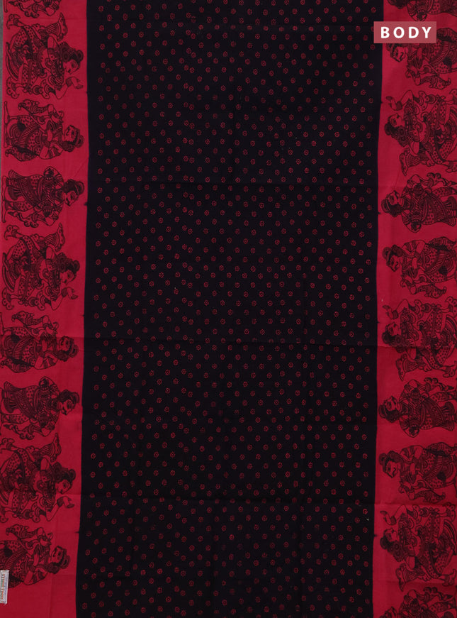 Sungudi cotton saree navy blue and pink with allover batik butta prints and long printed border