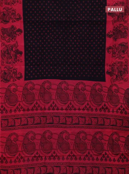 Sungudi cotton saree navy blue and pink with allover batik butta prints and long printed border