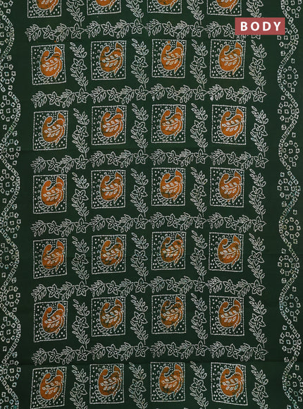 Sungudi cotton saree sap green with allover batik butta prints and printed border