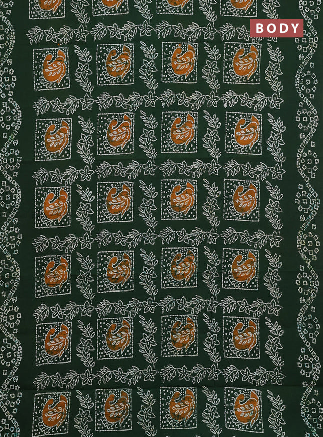 Sungudi cotton saree sap green with allover batik butta prints and printed border