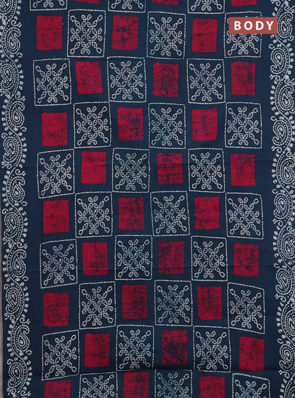 Sungudi cotton saree peacock green with allover batik butta prints and printed border