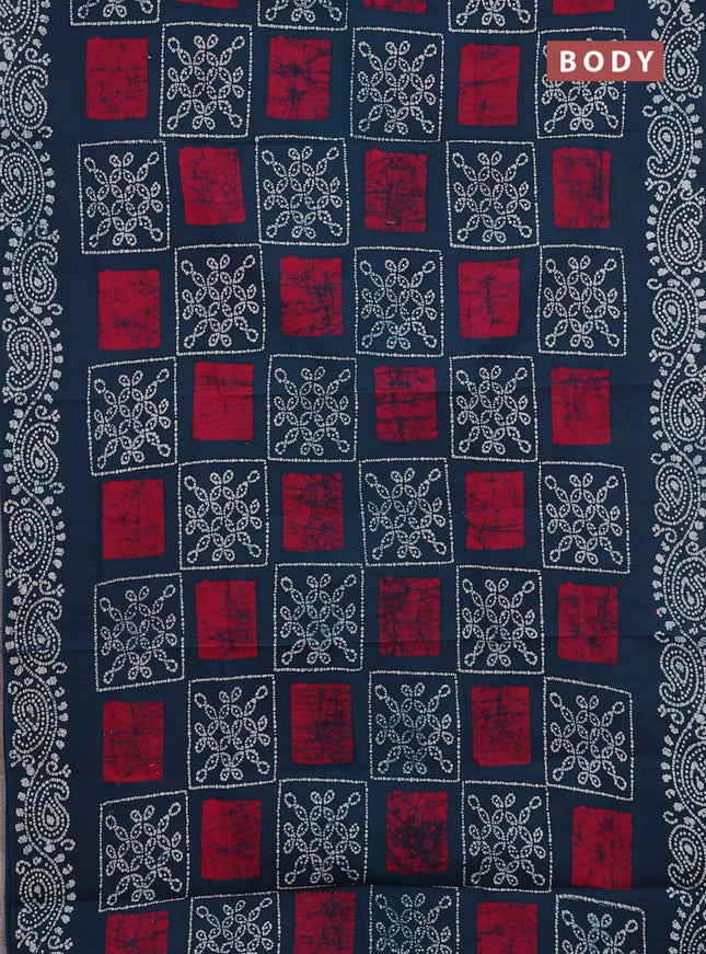 Sungudi cotton saree peacock green with allover batik butta prints and printed border