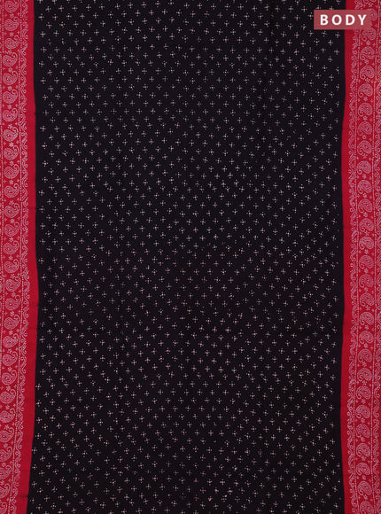 Sungudi cotton saree navy blue and pink with allover batik butta prints and printed border