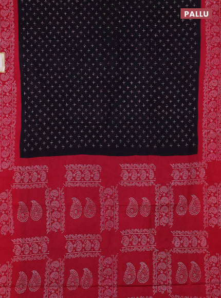Sungudi cotton saree navy blue and pink with allover batik butta prints and printed border