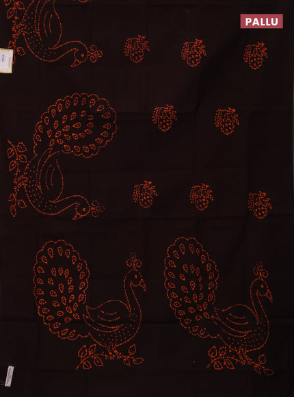 Sungudi cotton saree coffee brown with batik butta prints and printed border