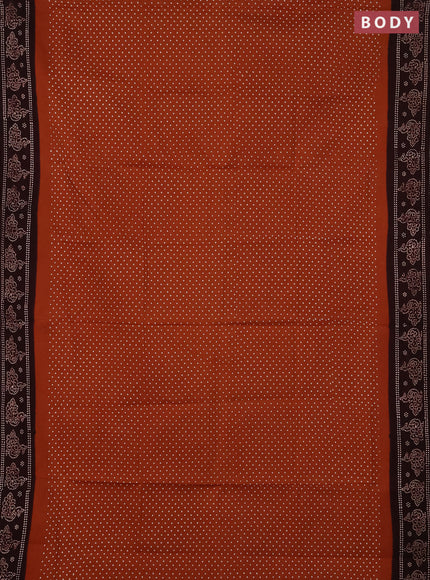 Sungudi cotton saree brown and coffee brown with allover polka dot prints and printed border