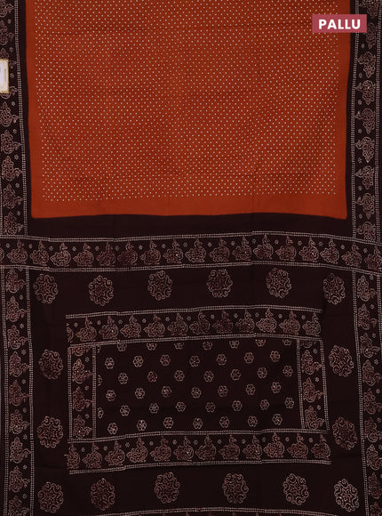 Sungudi cotton saree brown and coffee brown with allover polka dot prints and printed border