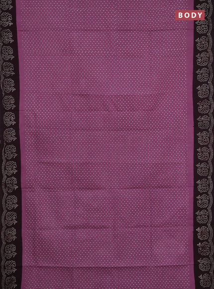 Sungudi cotton saree mauve pink and wine with allover polka dot prints and printed border