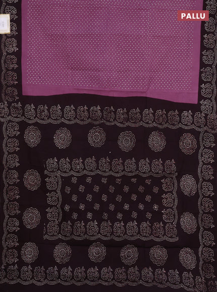 Sungudi cotton saree mauve pink and wine with allover polka dot prints and printed border