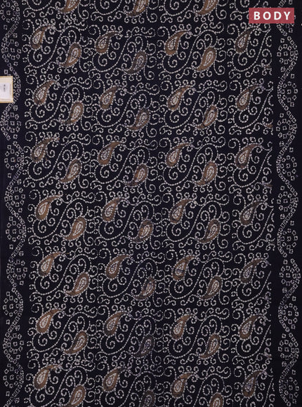 Sungudi cotton saree navy blue with allover batik prints and printed border