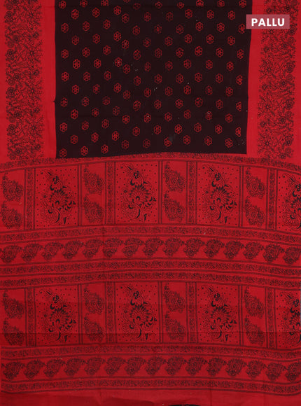 Sungudi cotton saree coffee brown and red with allover batik butta prints and printed border