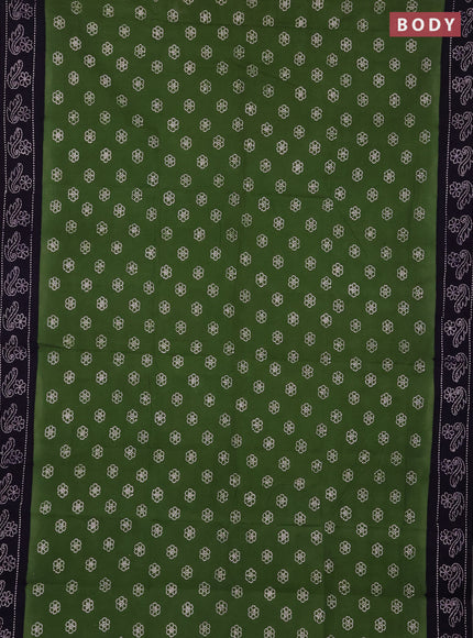 Sungudi cotton saree green and violet with allover batik butta prints and printed border